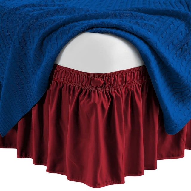 18" inch Drop Bed Skirt | Alberta King Size Wrap Around Style Bedskirt | Microfiber Made | Burgundy