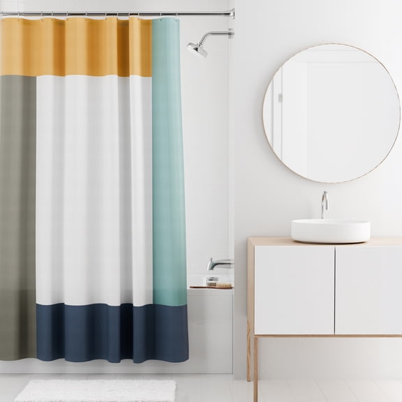 Rideau de douche en tissu Mainstays Albers à blocs de couleurs