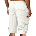 thumbnail image 4 of Babysbule Mens Cargo Shorts Casual Button Zipper Solid Knee Length Cargo Pants With Pocket Straight Button Zipper Shorts, 4 of 6