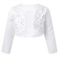 thumbnail image 1 of TSSOE Boléro Shrug à Manches Longues pour Filles, Broderie Florale, Robe de Princesse, Couvre-Robe, Cardigan Court, Blanc 110, 1 of 7