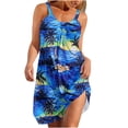 thumbnail image 2 of LOVZFMLL Dresses Women Casual Draw Back Printed Sleeveless Ruffle Lace-up Cold Shoulder Dress, 2 of 5