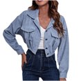 thumbnail image 1 of CEHVOM Ladies Fashion Solid Color Corduroy Jacket Drop Shoulder Long Sleeve Short Coat Clearance, 1 of 7