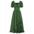 thumbnail image 1 of Pisexur Womens Gothic Dress High Wasit Corset Dress Retro Renaissance Dress Solid Color Short Sleeve Medieval Dress Fashion Flowy Square Neck Drawstring Maxi Dress Ruffle Tunic Cocktail Dress, 1 of 5