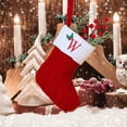 thumbnail image 2 of Christmas Tree Decorative Socks With Embroidered Initial Letters Red Green White Knit Stockings, 2 of 2