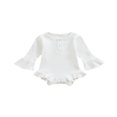 thumbnail image 1 of Baby Girl Knitted Ribbed Long Sleeve Ruffle Romper Bodysuit Onesie Tops, 1 of 6