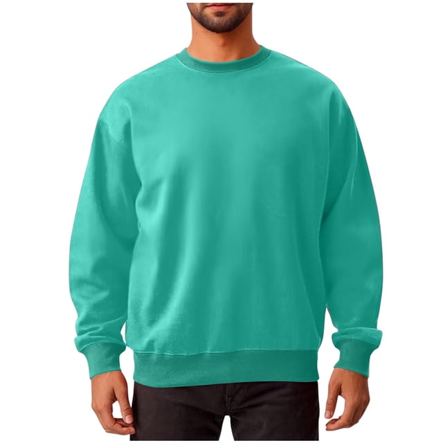 cfhntfmh Chandails Molletonnés pour Hommes Grande Taille Décontractés à Col Rond à Manches Longues Hauts Basiques Molleton Doux Chandails Molletonnés Unis