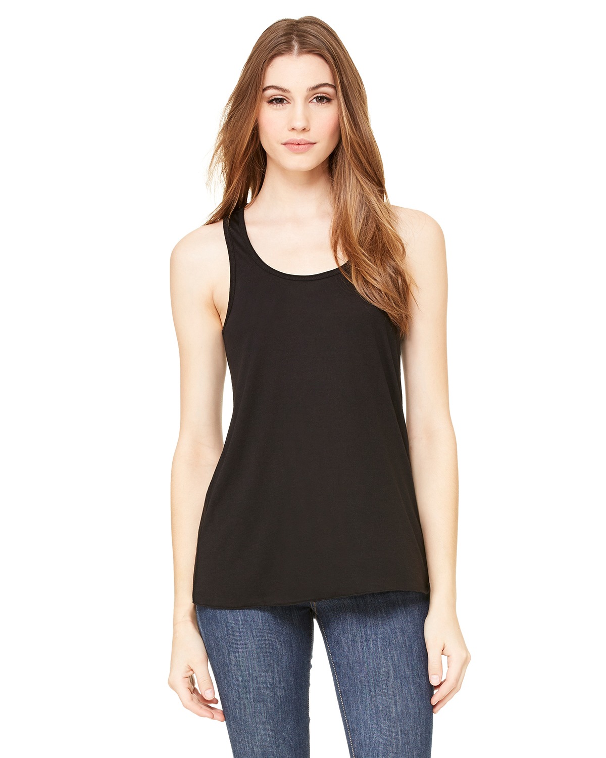The Bella + Canvas Ladies Flowy Racerback Tank Top - BLACK - 2XL