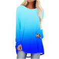 thumbnail image 1 of Annhoo Hauts Grande Taille pour Femmes Automne Manches Longues Col Rond Chemises Habillées Amples Confortables Tuniques Couleur Dégradée, 1 of 6