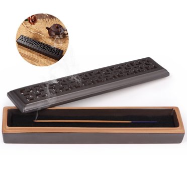 Ceramic Incense Stick Holder, Traditional Chinese Incense Burner, Rectangular Incense Holder, Coffin Style Hollow Agarbatti Holder, Ash Catcher for Meditation, Yoga, Spa