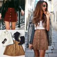 thumbnail image 4 of Jupe Courte Mini Preppy pour Femmes, Taille Haute, à Lacets, en Cuir Suédé, avec Poches, UK, 4 of 5
