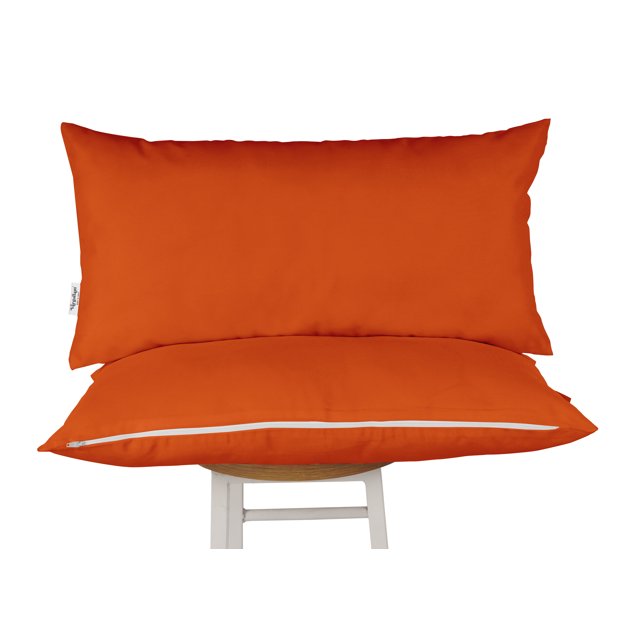 Vargottam Indoor/Outdoor Polyester Fabric Lumbar Pillow With Insert, All-Weather Waterproof Decorative Throw Pillow for Patio Furniture-Set of 2 - Orange