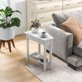thumbnail image 2 of Gymax 2-Tier End Table Irregular Narrow Sofa Side Nightstand w/ Storage Shelf White, 2 of 9