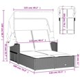 thumbnail image 4 of vidaXL Double Sun Lounger with Canopy and Cushions Black Poly Rattan, 4 of 5