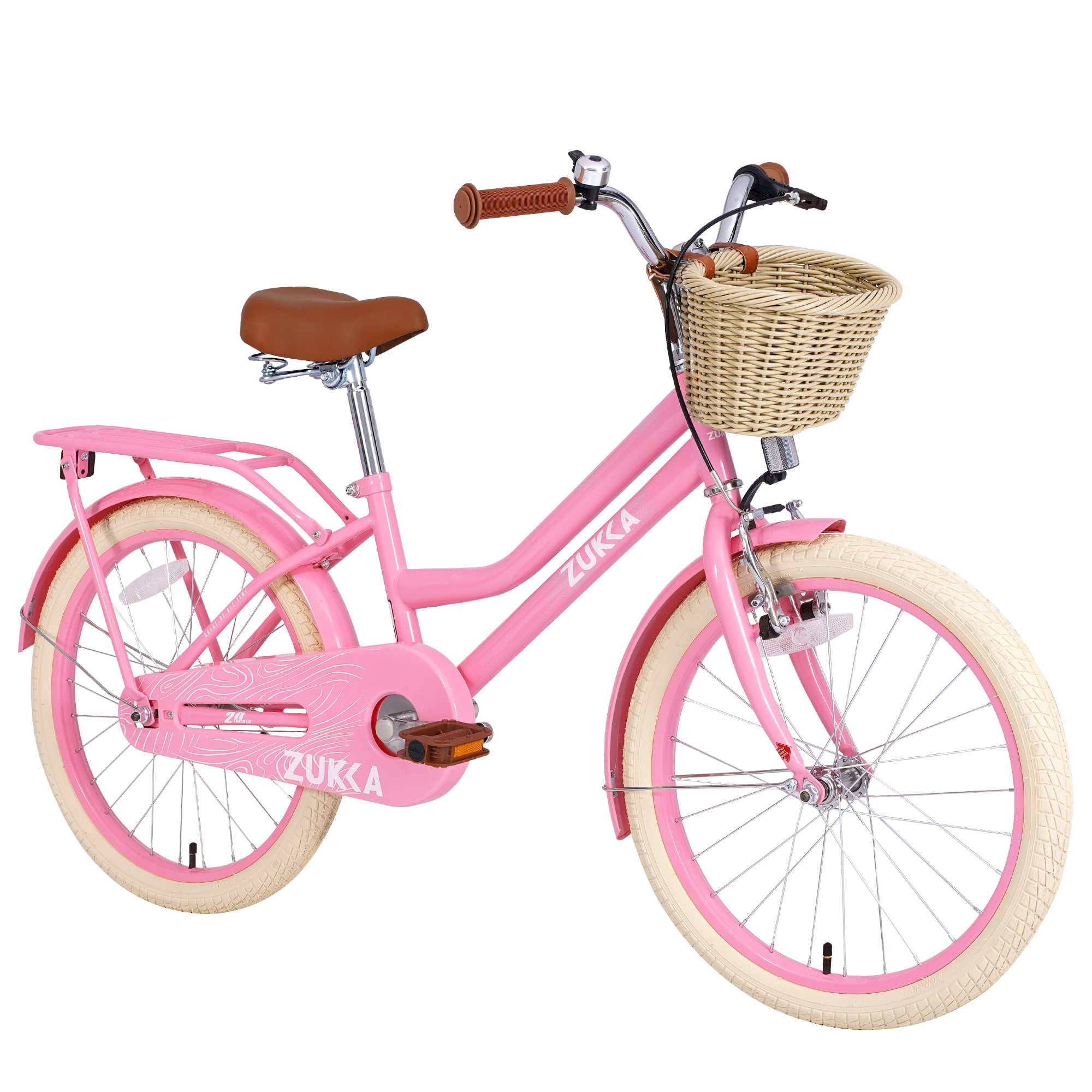 Tuqiang Girls Bike 20 Inch Wheel with Basket for Kids 7-10 Years Old No Training Wheels Multiple Colors