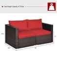 thumbnail image 4 of Costway  2PCS Patio Rattan Corner Sofa Sectional Furniture Set Red Cushion, 4 of 9