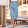thumbnail image 2 of Women's Casual Pants Solid Elasticized High Waist Joggers with Drawstring Light Blue XL, 2 of 6