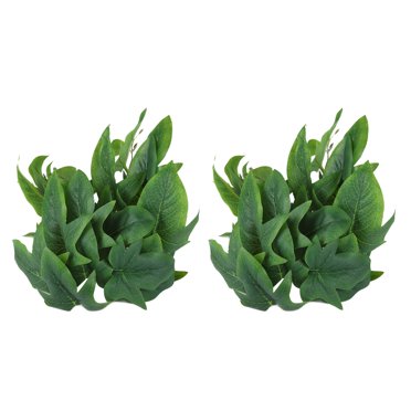 Verdant Touch Lot de 2 plantes aquatiques artificielles en plastique pour reptiles avec ventouse pour aquarium, feuilles de patate douce