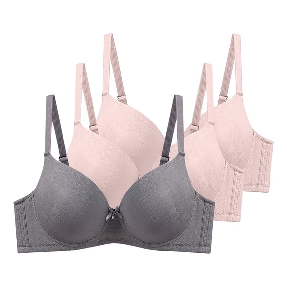 Womens 3 Pack Underwire Push-Up Bras Trendy Jacquard Full Coverage Brassiere Large Breast Supportive D Cup Bras Multicolor, 42/95D