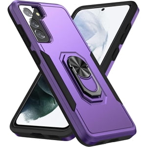 Boîtier de téléphone compatible avec Samsung Galaxy S21 6.2 Inch, Galaxy S21 5g Étanche antichoc avec le boîtier de téléphone cellulaire double couche 360° Anneau de rotation Kickstand, Support Magnet Car Mount (Purple+Noir)