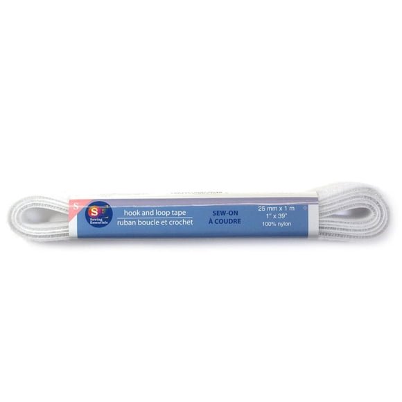 ESPRIT Hook and Loop Tape Sew-On - 25 mm (0.98 in) × 1 m (1.09 yd) (1" × 39") - White, 25 mm (0.98 in), 1 m (1.09 yd)