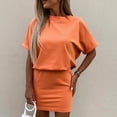 thumbnail image 1 of FcBaudy Robe à Manches Courtes à Col Rond, Robes pour Femmes, Robes d'Été pour Femmes Robe d'Été pour Femmes Mode Couleur Unie Col Rond Manches Courtes Robe de Sport Décontractée Robe Femme, 1 of 1