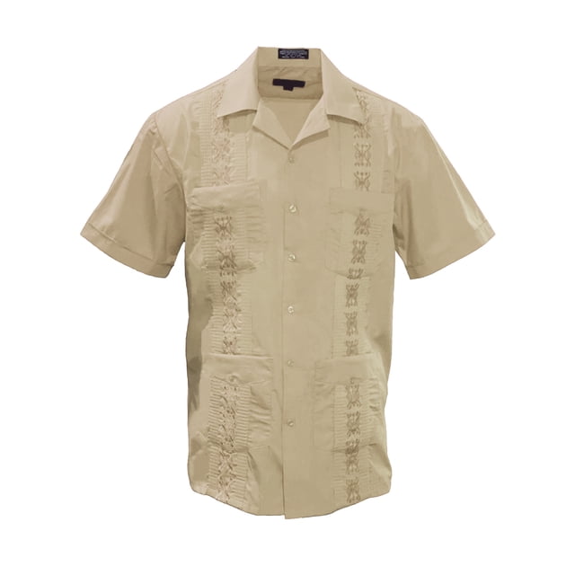 Gravity Threads Chemise d'Été Guayabera pour Homme - Kaki - Petit