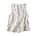 thumbnail image 1 of Gilet Sans Manches en Denim Coton et Lin pour Femmes, Tendance Décontractée, Cardigan Sans Manches en Denim, 1 of 10