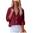 thumbnail image 1 of Chemise à Manches Longues Femme Chemise Unie pour Femmes Blouse Ample à Col en V Tunique Décontractée de Travail à Manches Longues avec Poche Robe à Manches Longues Femme Hauts à Col en V pour Femmes, 1 of 5