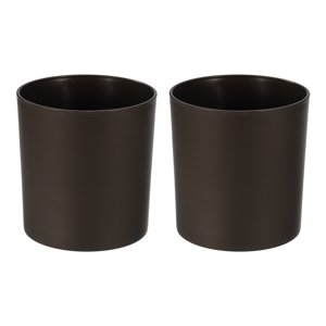 2 Pack Plastic Plant Pots, 7 Inch Plastic Planters Round Flower Planter Containers Flower Pots, Plant Holder [Coffee]
