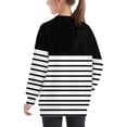 thumbnail image 4 of RXIRUCGD Girls Hoodie Lightweight Sweatshirt, Color Block Striped Pullover Sweatshirt Fall Fashion Girls Clothes, Girls Black Sweatshirt Size 7-8 Years, 4 of 7