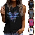 thumbnail image 1 of Wiyuqeen Chemises d'Été à Fleurs pour Femmes Sans Manches Débardeurs Décontractés Col Ras du Cou T-Shirts Graphiques Amusants Légers T-Shirts de Sortie, 1 of 4