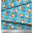 thumbnail image 3 of Soimoi Modal Satin Fabric Love Text & Puppies Dog Print Sewing Fabric Yard 42 Inch Wide, 3 of 3