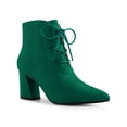 thumbnail image 1 of Unique Bargains Bottines à Talon Bloc à Bout Pointu à Lacets pour Femmes Vert Foncé (Taille 6), 1 of 4