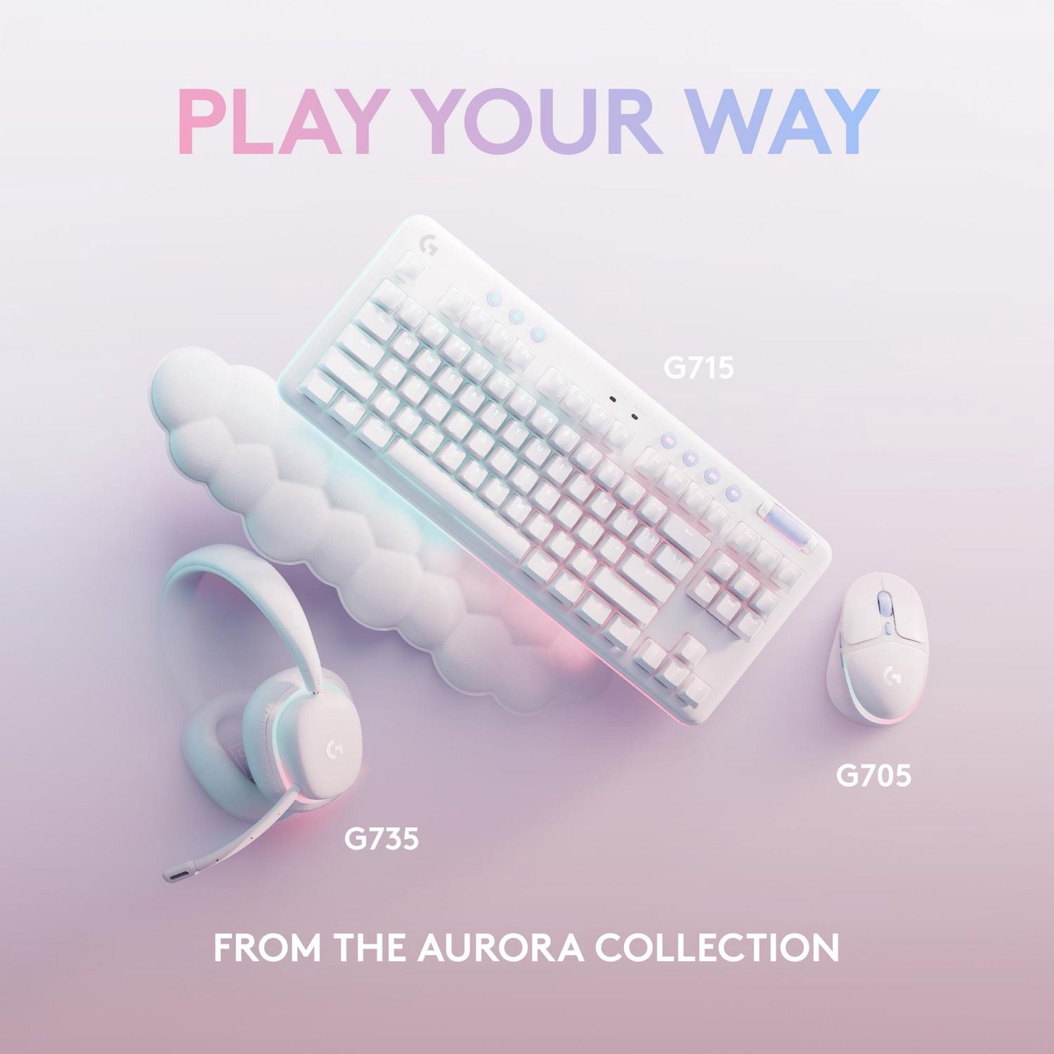 Logitech G705 Wireless Gaming Mouse, Customizable LIGHTSYNC RGB Lighting - Off White