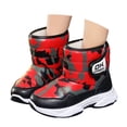 thumbnail image 3 of REDARER Kids' Winter Snow Boots - Waterproof Solid Color Thick Sole Non-Slip Booties with Fleece Lining for All-Day Warmth,Color:Red,Size:9-9.5 Years, 3 of 6