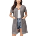 thumbnail image 2 of Timegard Robe de Nuit pour Femmes à Col Rond avec Fermeture Éclair, Manches Courtes, Fente Latérale, Robe Décontractée de Maison avec Poches, 2 of 6