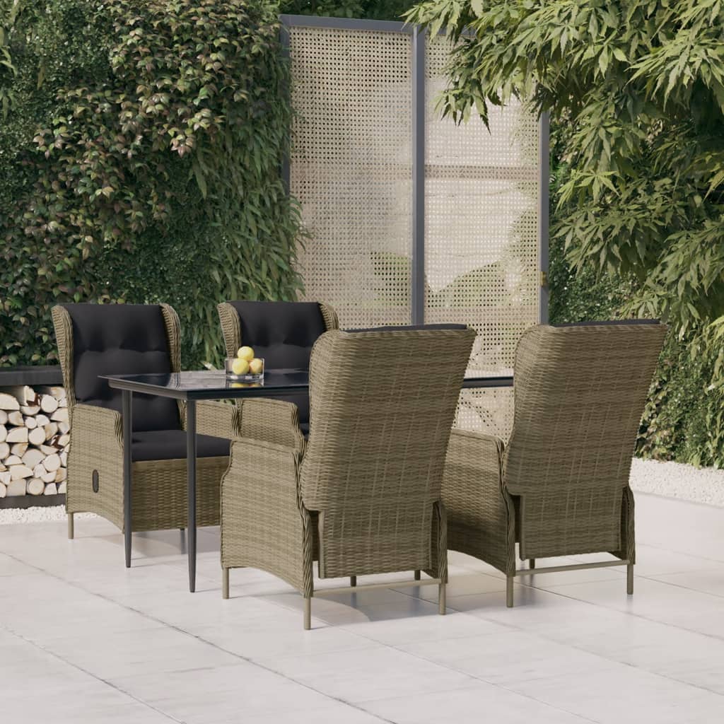 vidaXL Ensemble de Salle à Manger de Jardin 5 Pcs Brun Rotin Poly