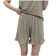 thumbnail image 2 of Timegard Womens Pjs Shorts Ruffle Elastic Waist Loose Soft Loungewear Solid Color Pajamas Shorts Summer, 2 of 4