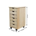 thumbnail image 4 of Pemberly Row Modern Solid Wood 6-Drawers Roll Utility Cart in Unfinished, 4 of 8