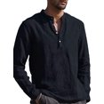 thumbnail image 1 of FOCUSNORM Men's Long Sleeve T-Shirt Loose Fit Tops Solid Color Blouse, 1 of 9