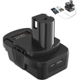 thumbnail image 1 of DM18RL Battery Adapter Converter with USB & Type-C Port for Use with R-yobi 18V Lithium Battery Tools, Converts De-Walt 20V Li-ion or Mil-Waukee 18V Li-ion Battery to R-yobi 18V Li-ion Battery, 1 of 10