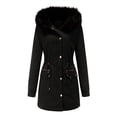 thumbnail image 1 of Yuyuzo Womens Winter Coats Hooded Long Sleeve Button Zip up Quilted Jacket with Zipper Pockets Solid Color, 1 of 6