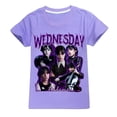 thumbnail image 1 of Wednesday Addams Print Kids Girls T-shirts Summer Casual Crew Neck Tee Short Sleeve Loose Tops, 1 of 2