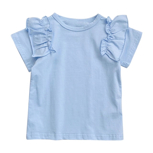Kcodviy T-Shirt d'Été pour Enfants, Chandails pour Filles, Taille 14, Manches Courtes, Col Rond, T-Shirt de Pâques pour Filles, Haut Uni, Pyjama Décontracté à Manches Longues pour Filles, Sortie pour 1 à 7 Ans