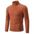 thumbnail image 2 of Xcmzpl Men Turtleneck Sweater Long Sleeve Cable Knit Sweaters Slim Fit Mock Neck Twisted Pullover Solid Fall Sweater Tops, 2 of 6