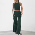 thumbnail image 1 of Ensemble de Pantalons 2 Pcs pour Femmes, Col Rond, Poches, Tenue de Vacances Décontractée (Noir P), 1 of 9