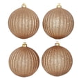 thumbnail image 1 of Holiday Time 4-Count Gold Glitter Shatterproof Textured Christmas Ornaments, 150MM, 1 of 4