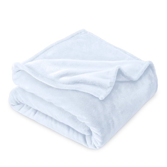 Bare Home Microplush Fleece Blanket - 300 GSM - Fuzzy Microfleece - Soft & Plush - Throw/Travel, Blue Mist