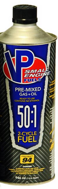 VP Racing Fuel 62351 Use With Small Engines; Leaded; 2 Cycle 50 1 Pre-Mix With Oil; 1 Quart Can; Single