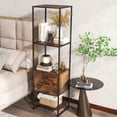 thumbnail image 4 of Costway 2 PCS 5-Tier Bookshelf with 4 Open Shelves Storage Drawer Book Storage Organizer Brown, 4 of 10